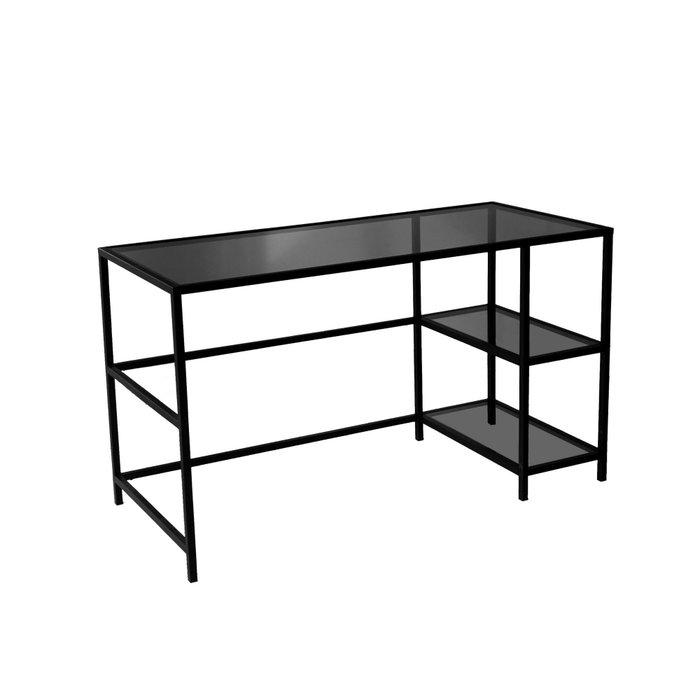 Hanah Home Mesa de Estudio M101F 130x60cm, Cristal Templado y Metal, Diseño Moderno e Industrial